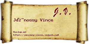 Jánossy Vince névjegykártya